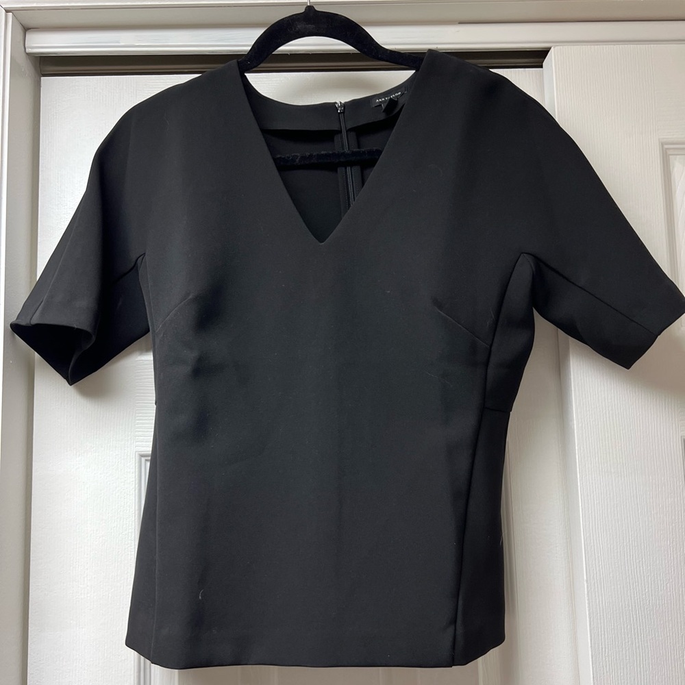 Ann Taylor Black V-Neck Blouse